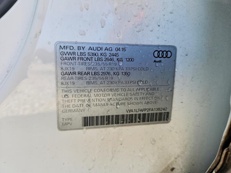 Продажа на аукционе авто 2015 Audi Q5, vin: WA1LFAFP2FA135242, номер лота: 78294095
