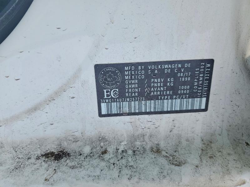 75507105 :رقم المزاد ، 3VWG17AU7JM257223 vin ، 2018 Volkswagen Golf مزاد بيع