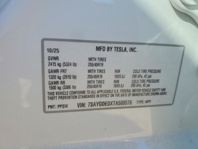 Aukcja sprzedaży 2026 Tesla Model Y, vin: 7SAYGDEDXTA500576, numer aukcji: 75548265