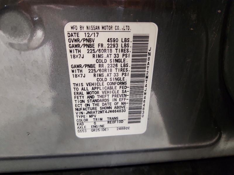 78757235 :رقم المزاد ، JN8AT2MT4JW464830 vin ، 2018 Nissan Rogue مزاد بيع
