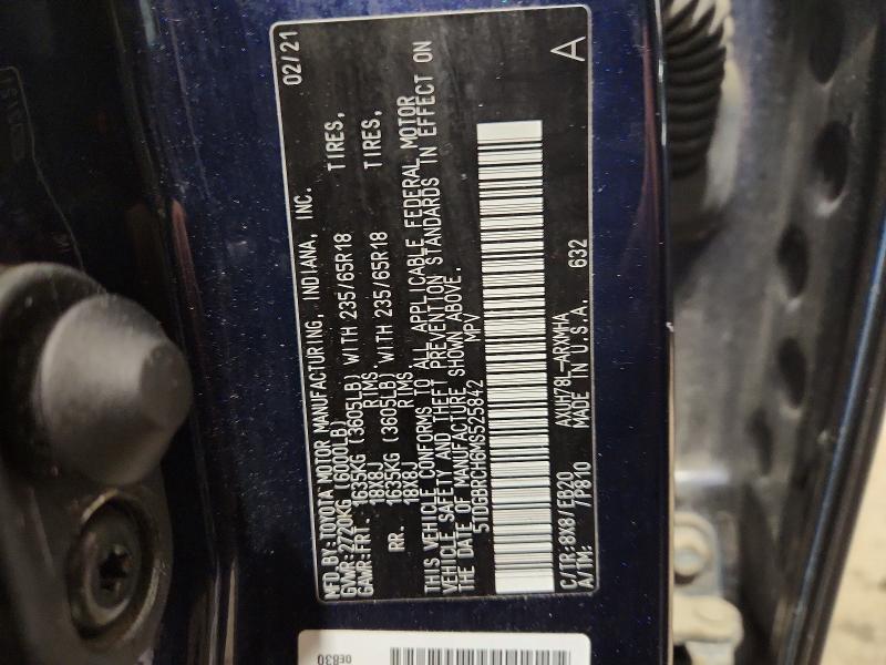Продаж на аукціоні авто 2021 Toyota Highlander, vin: 5TDGBRCH6MS525842, номер лоту: 77876425