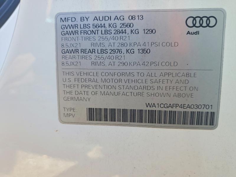 2014 Audi Sq5 მანქანა იყიდება აუქციონზე, vin: WA1CGAFP4EA030701, აუქციონის ნომერი: 76356215