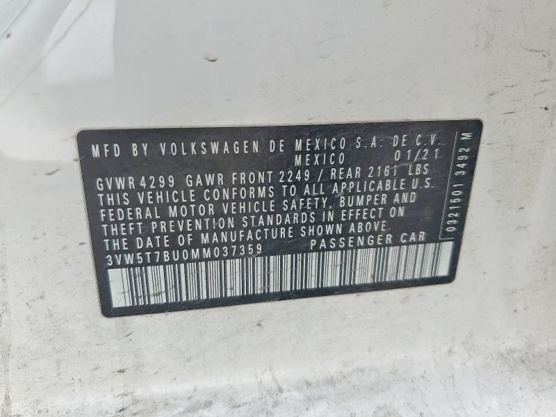 Aukcja sprzedaży 2021 Volkswagen Jetta, vin: 3VW5T7BU0MM037359, numer aukcji: 78296015