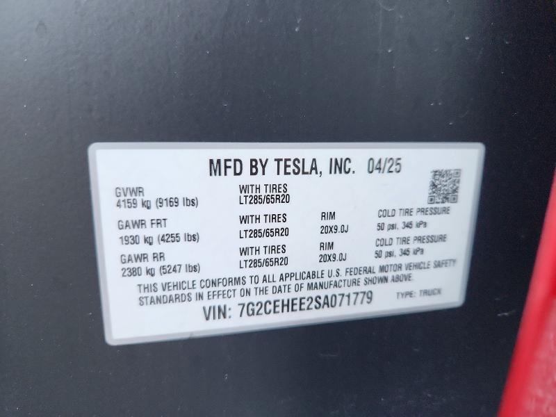 Продажа на аукционе авто 2025 Tesla Cybertruck, vin: 7G2CEHEE2SA071779, номер лота: 76003735