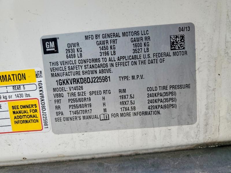 Aukcja sprzedaży 2013 Gmc Acadia, vin: 1GKKVRKD8DJ225981, numer aukcji: 74790685