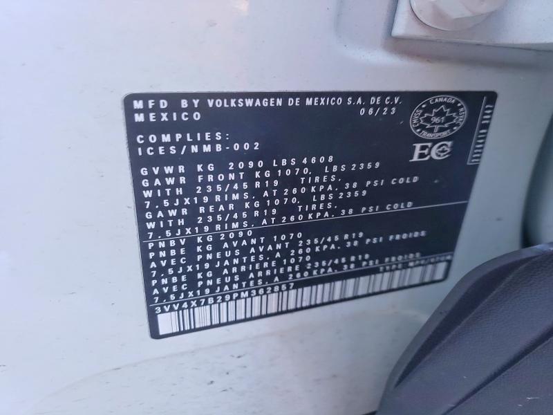 76251395 :رقم المزاد ، 3VV4X7B29PM362857 vin ، 2023 Volkswagen Taos مزاد بيع