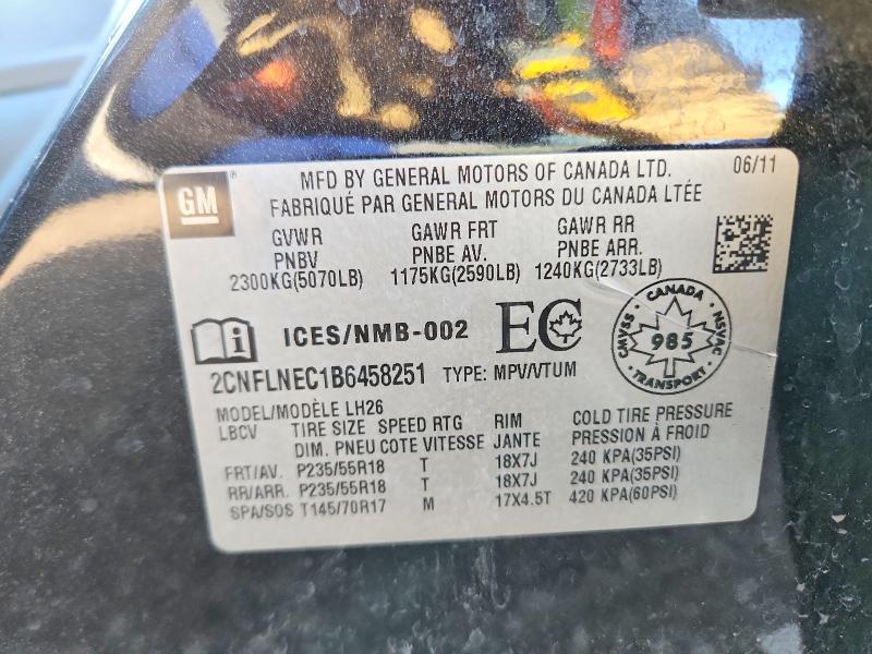 77180025 :رقم المزاد ، 2CNFLNEC1B6458251 vin ، 2011 Chevrolet Equinox مزاد بيع