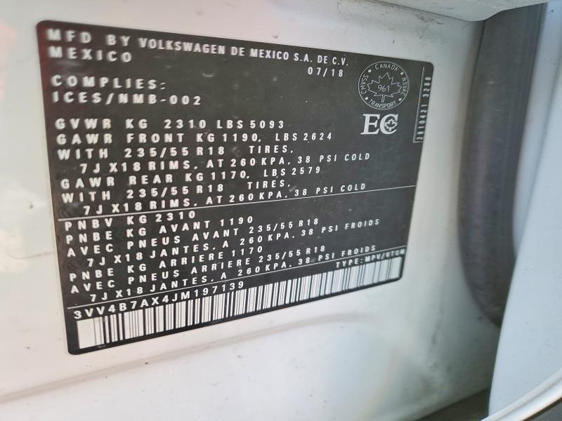 Aukcja sprzedaży 2018 Volkswagen Tiguan, vin: 3VV4B7AX4JM197139, numer aukcji: 76792125