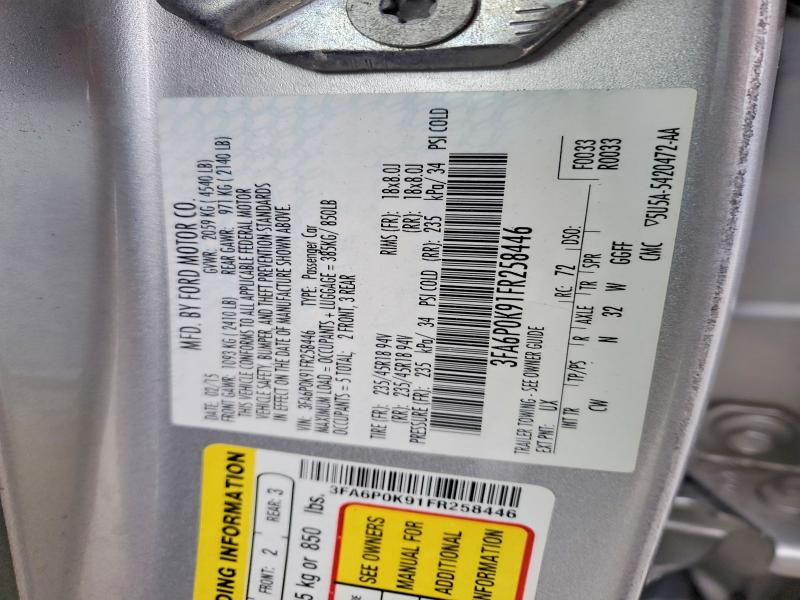 76060725 :رقم المزاد ، 3FA6P0K91FR258446 vin ، 2015 Ford Fusion Tit مزاد بيع