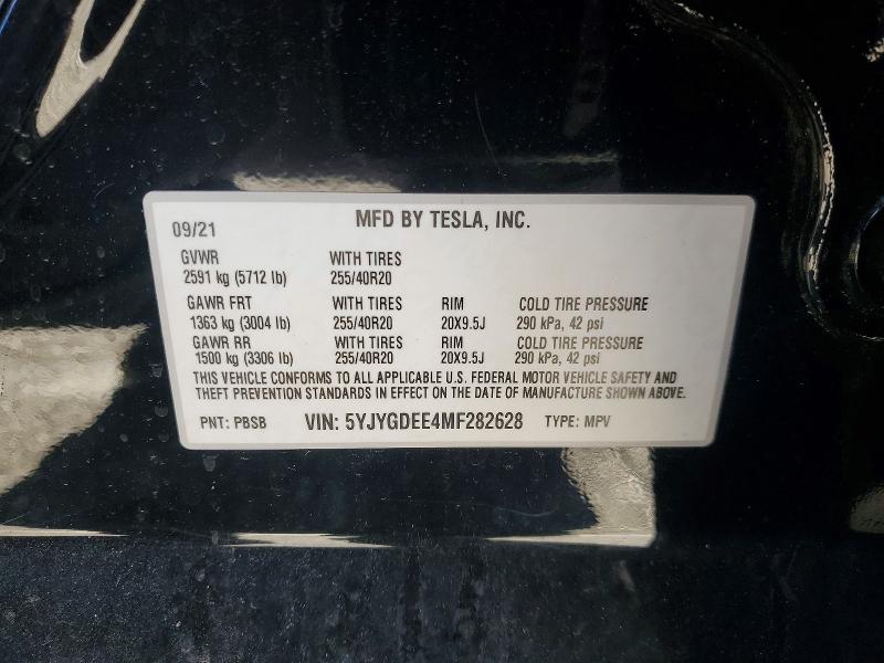 Aukcja sprzedaży 2021 Tesla Model Y, vin: 5YJYGDEE4MF282628, numer aukcji: 77424205
