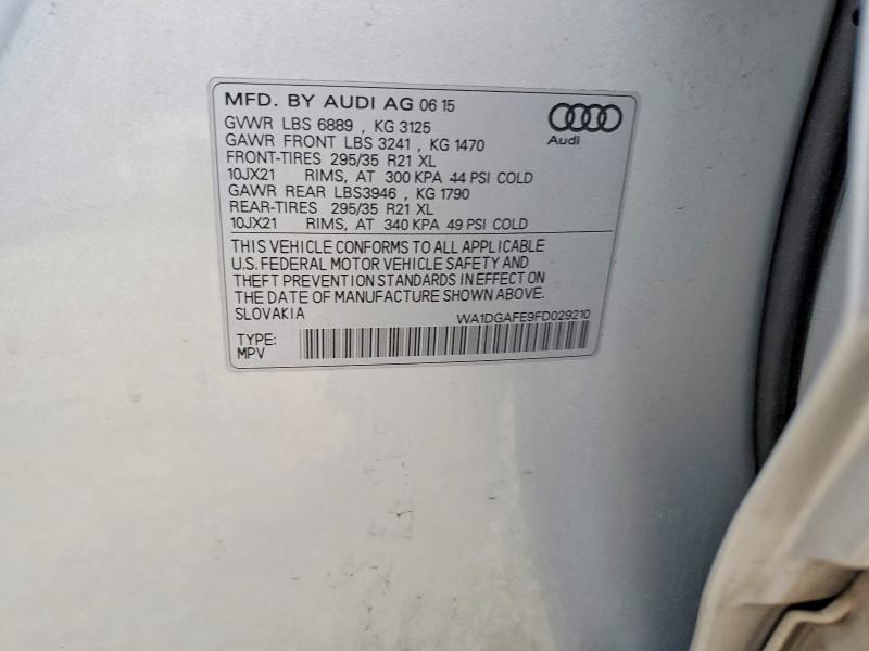 76875155 :رقم المزاد ، WA1DGAFE9FD029210 vin ، 2015 Audi Q7 مزاد بيع