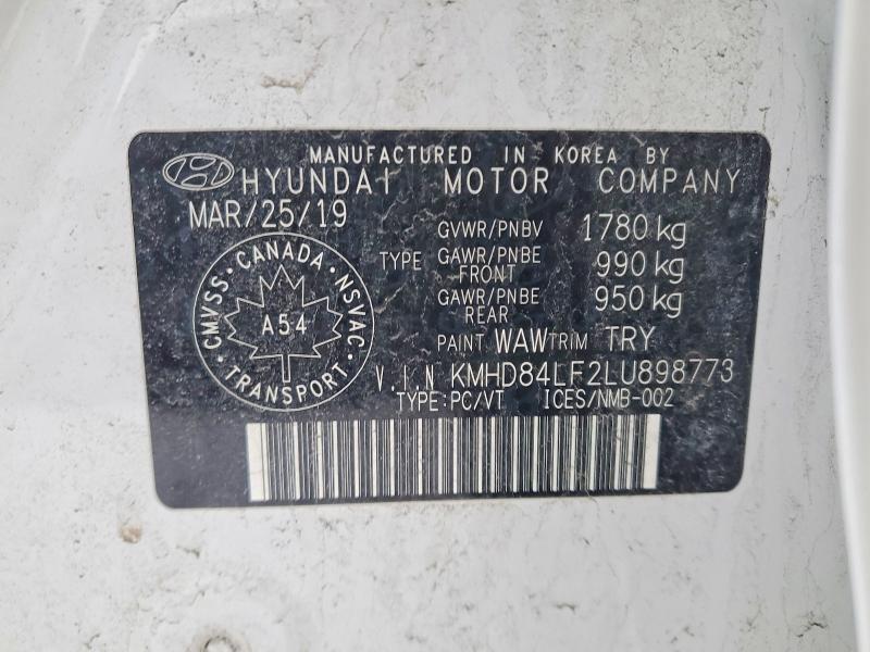 76729565 :رقم المزاد ، KMHD84LF2LU898773 vin ، 2020 Hyundai Elantra مزاد بيع