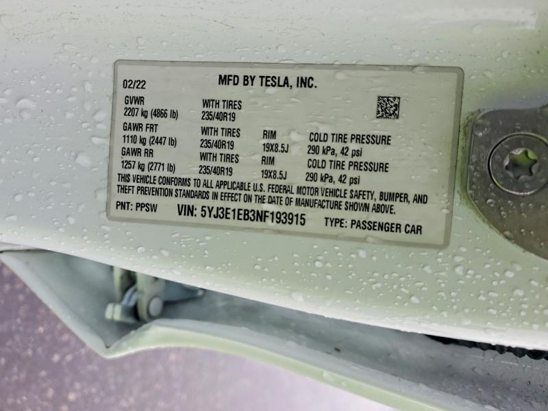Продажа на аукционе авто 2022 Tesla Model 3, vin: 5YJ3E1EB3NF193915, номер лота: 77421665