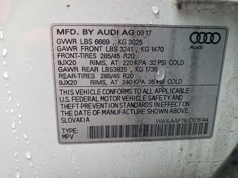 Продаж на аукціоні авто 2018 Audi Q7, vin: WA1LAAF78JD015144, номер лоту: 76709525