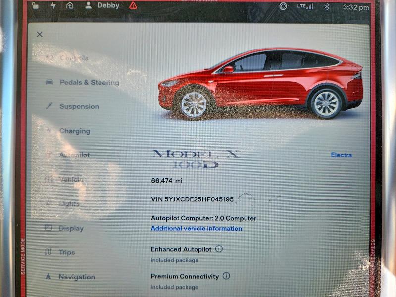 2017 Tesla Model X მანქანა იყიდება აუქციონზე, vin: 5YJXCDE25HF045195, აუქციონის ნომერი: 78362245