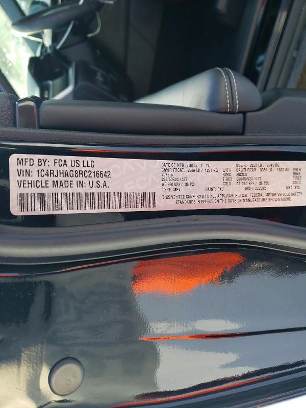 2024 Jeep Grand Cherokee მანქანა იყიდება აუქციონზე, vin: 1C4RJHAG8RC216642, აუქციონის ნომერი: 74253505