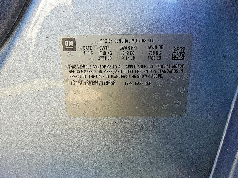 Продажа на аукционе авто 2017 Chevrolet Cruze, vin: 1G1BC5SM3H7179658, номер лота: 77696115