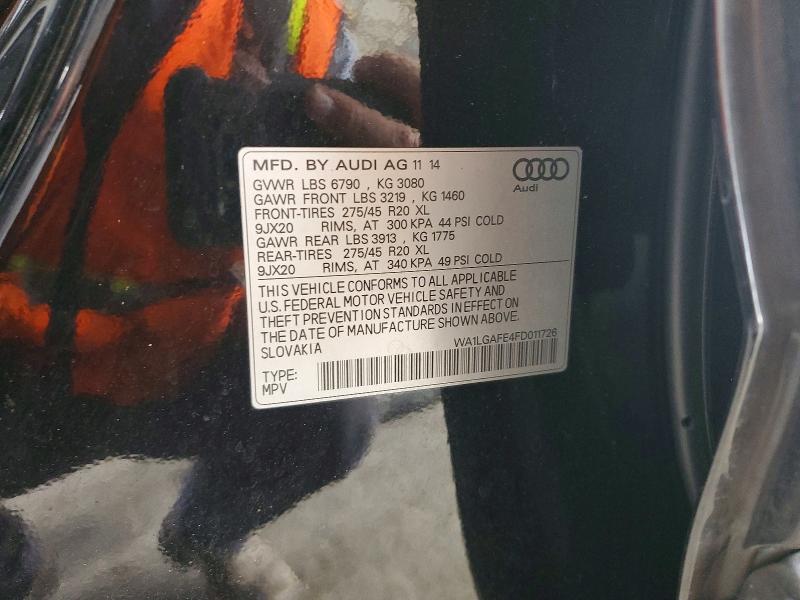 Продаж на аукціоні авто 2015 Audi Q7, vin: WA1LGAFE4FD011726, номер лоту: 77806115