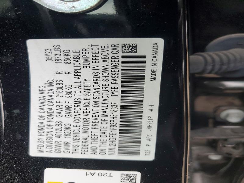 Продаж на аукціоні авто 2023 Honda Civic, vin: 2HGFE1F93PH318337, номер лоту: 75699215