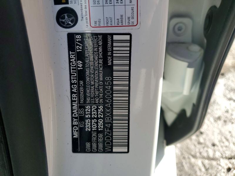 Продаж на аукціоні авто 2019 Mercedes-benz E, vin: WDDZF4JBXKA600458, номер лоту: 78004475