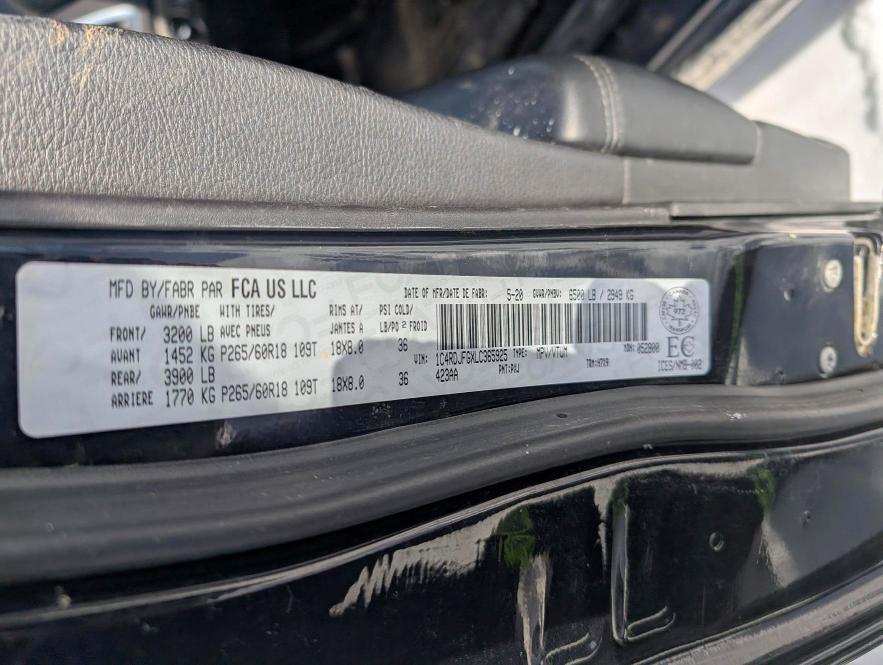 Aukcja sprzedaży 2020 Dodge Durango, vin: 1C4RDJFGXLC365925, numer aukcji: 75976235