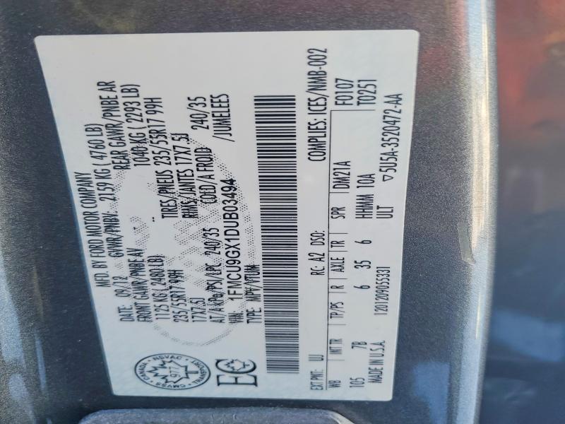 2013 Ford Escape Se მანქანა იყიდება აუქციონზე, vin: 1FMCU9GX1DUB03494, აუქციონის ნომერი: 76043675
