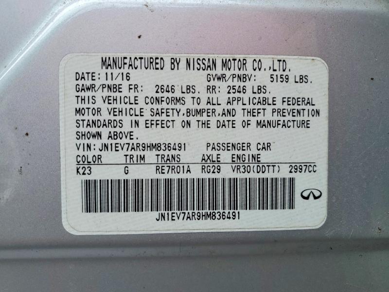 Продажа на аукционе авто 2017 Infiniti Q50 Premiu, vin: JN1EV7AR9HM836491, номер лота: 76532115
