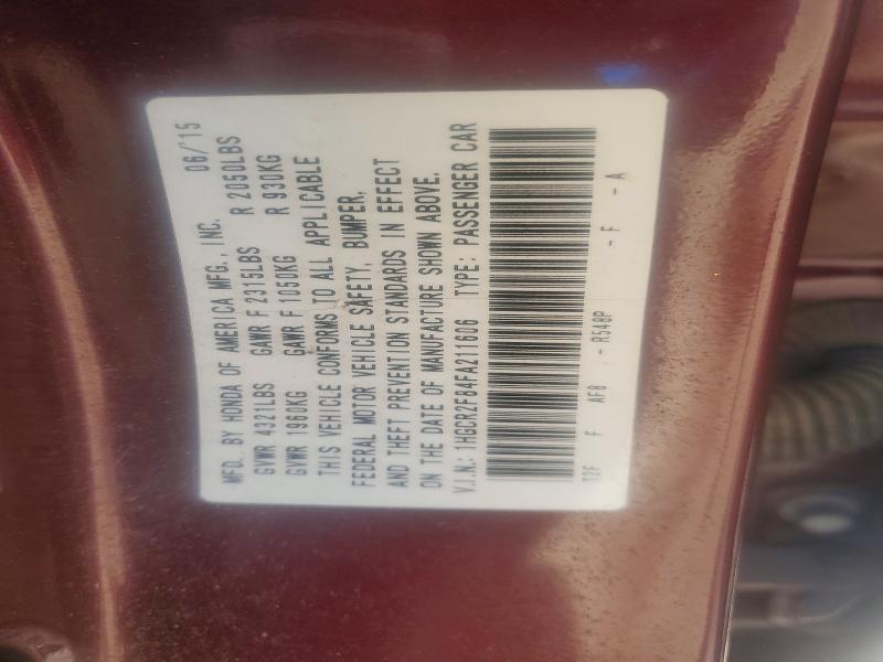 2015 Honda Accord მანქანა იყიდება აუქციონზე, vin: 1HGCR2F84FA211606, აუქციონის ნომერი: 79300235