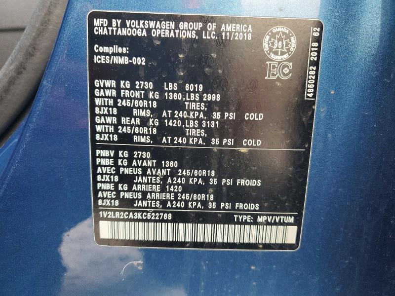 Aukcja sprzedaży 2019 Volkswagen Atlas, vin: 1V2LR2CA3KC522768, numer aukcji: 75551795