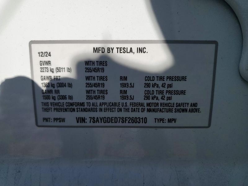 Aukcja sprzedaży 2025 Tesla Model Y, vin: 7SAYGDED7SF260310, numer aukcji: 77791535
