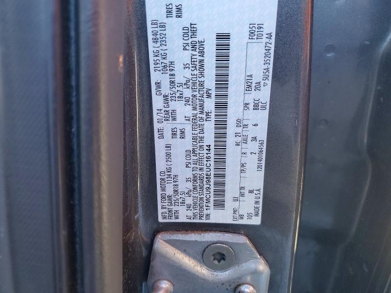 2014 Ford Escape მანქანა იყიდება აუქციონზე, vin: 1FMCU9J98EUC16144, აუქციონის ნომერი: 77588135