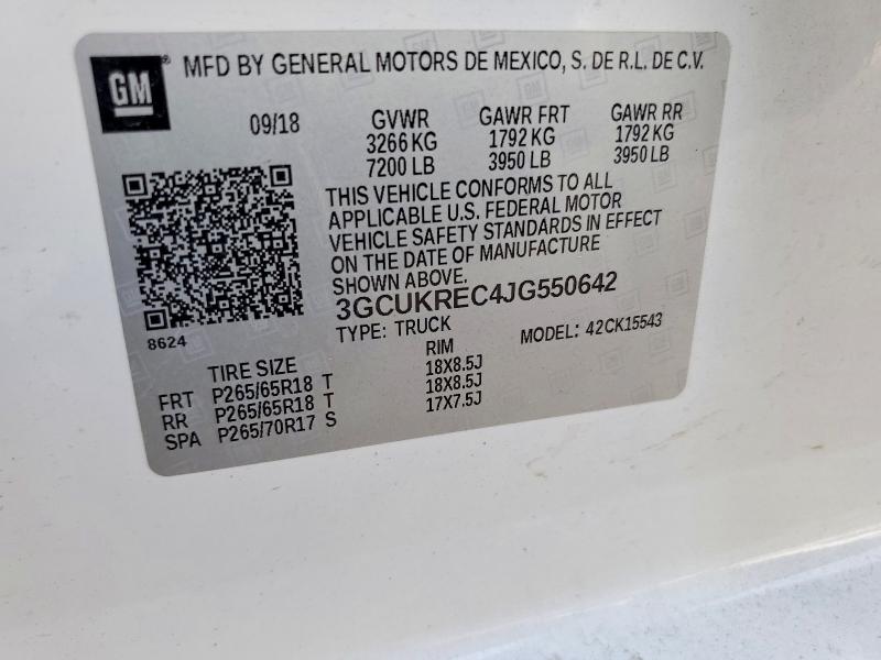 Aukcja sprzedaży 2018 Chevrolet Silverado, vin: 3GCUKREC4JG550642, numer aukcji: 77504665
