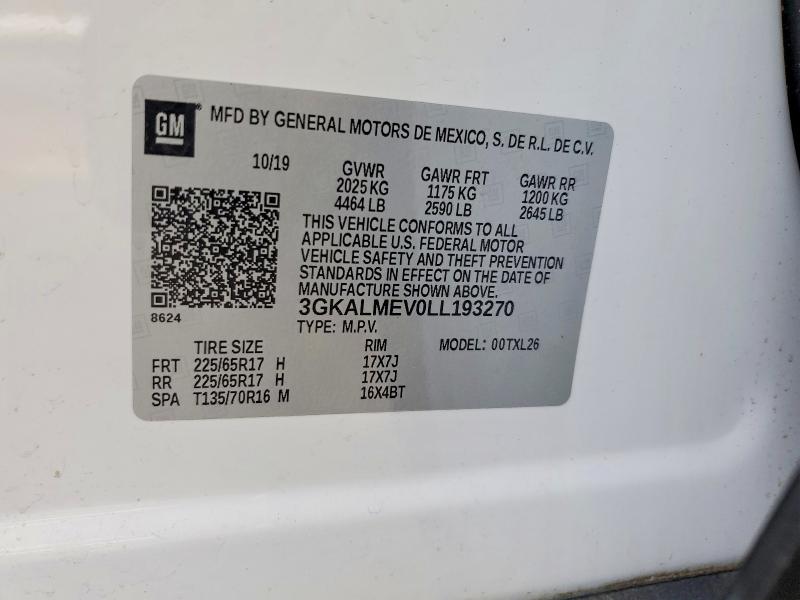 2020 Gmc Terrain მანქანა იყიდება აუქციონზე, vin: 3GKALMEV0LL193270, აუქციონის ნომერი: 77665785