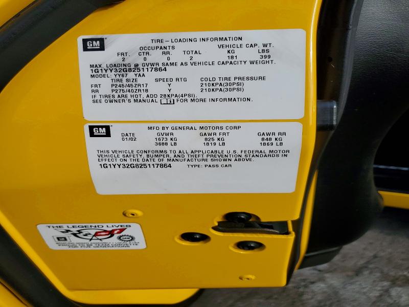 77886705 :رقم المزاد ، 1G1YY32G825117864 vin ، 2002 Chevrolet Corvette مزاد بيع