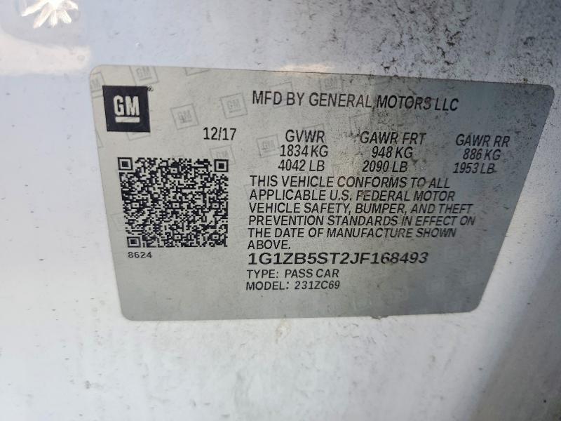Продаж на аукціоні авто 2018 Chevrolet Malibu, vin: 1G1ZB5ST2JF168493, номер лоту: 78348525