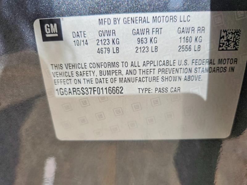 77910155 :رقم المزاد ، 1G6AR5S37F0116662 vin ، 2015 Cadillac Cts مزاد بيع