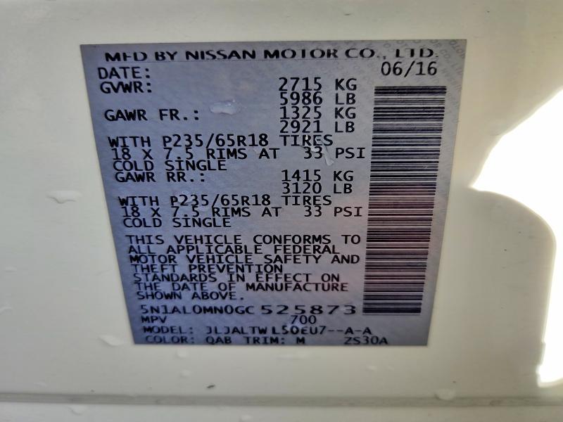 Aukcja sprzedaży 2016 Infiniti Qx60, vin: 5N1AL0MN0GC525873, numer aukcji: 77496485