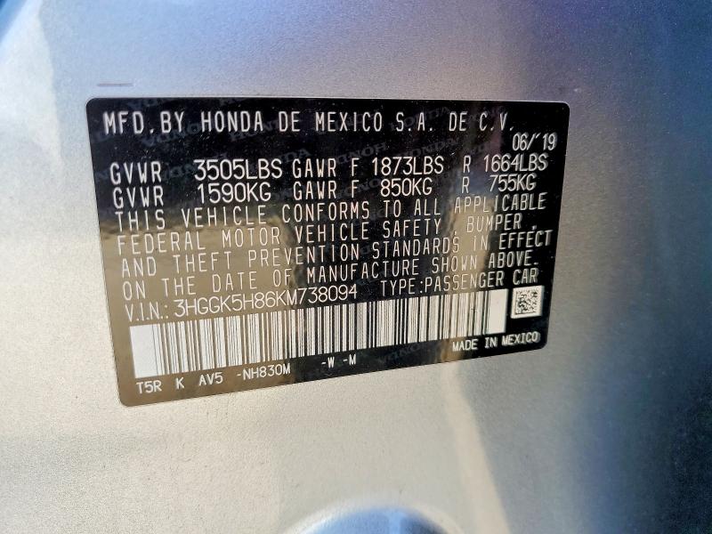 Продажа на аукционе авто 2019 Honda Fit, vin: 3HGGK5H86KM738094, номер лота: 77105515