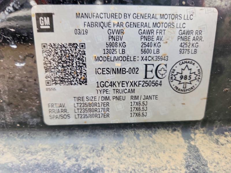 Aukcja sprzedaży 2019 Chevrolet Silverado, vin: 1GC4KYEYXKF250564, numer aukcji: 77873515