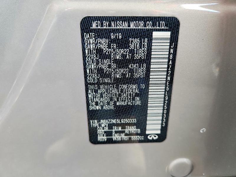 Продаж на аукціоні авто 2020 Infiniti Qx80, vin: JN8AZ2NE5L9250333, номер лоту: 76576455