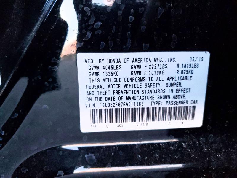 77785585 :رقم المزاد ، 19UDE2F87GA011563 vin ، 2016 Acura Ilx مزاد بيع