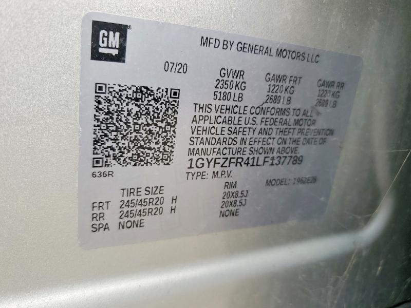 78030995 :رقم المزاد ، 1GYFZFR41LF137789 vin ، 2020 Cadillac Xt4 Sport مزاد بيع