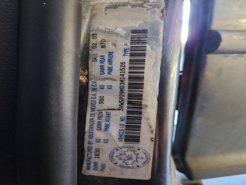 Aukcja sprzedaży 2003 Volkswagen Jetta, vin: 3VWSP29M03M141526, numer aukcji: 78434065