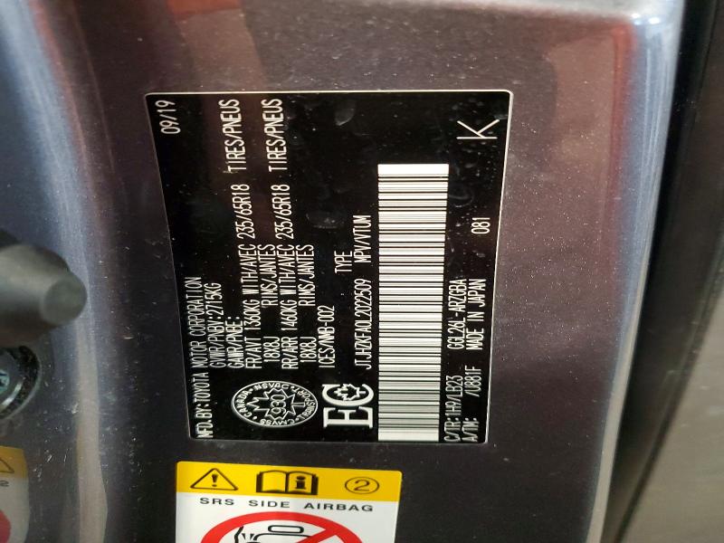 77037255 :رقم المزاد ، JTJHZKFA0L2022509 vin ، 2020 Lexus Rx مزاد بيع
