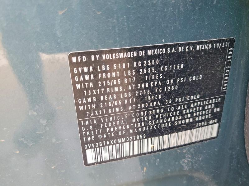 Продаж на аукціоні авто 2021 Volkswagen Tiguan, vin: 3VV3B7AX0MM027859, номер лоту: 77383865