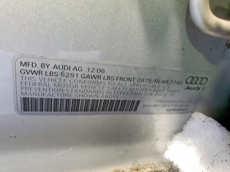 74287105 :رقم المزاد ، WAUDH74F47N098834 vin ، 2007 Audi A6 مزاد بيع