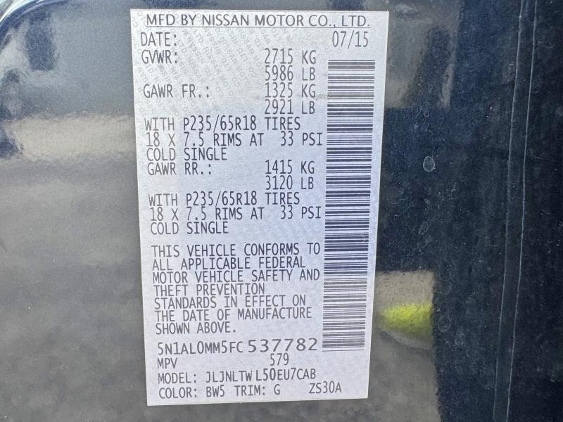 Продажа на аукционе авто 2015 Infiniti Qx60, vin: 5N1AL0MM5FC537782, номер лота: 78162715