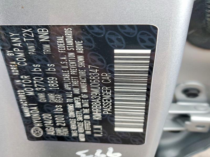 2021 Hyundai Venue მანქანა იყიდება აუქციონზე, vin: KMHRB8A39MU068347, აუქციონის ნომერი: 77516395