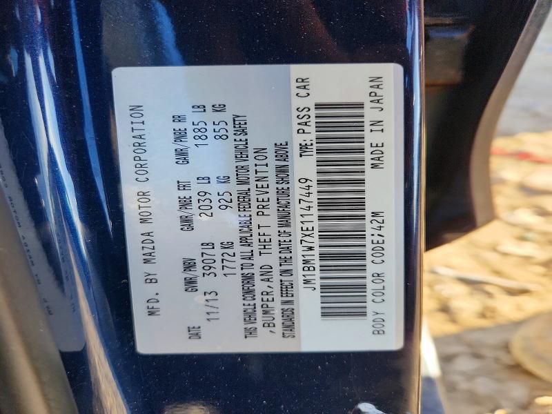 Продажа на аукционе авто 2014 Mazda 3, vin: JM1BM1W7XE1147449, номер лота: 79297645