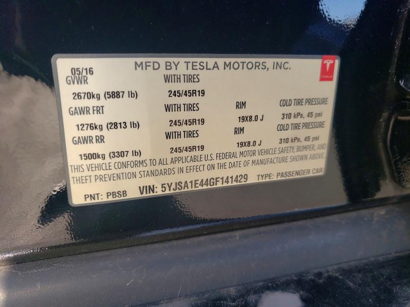 Aukcja sprzedaży 2016 Tesla Model S, vin: 5YJSA1E44GF141429, numer aukcji: 78239755